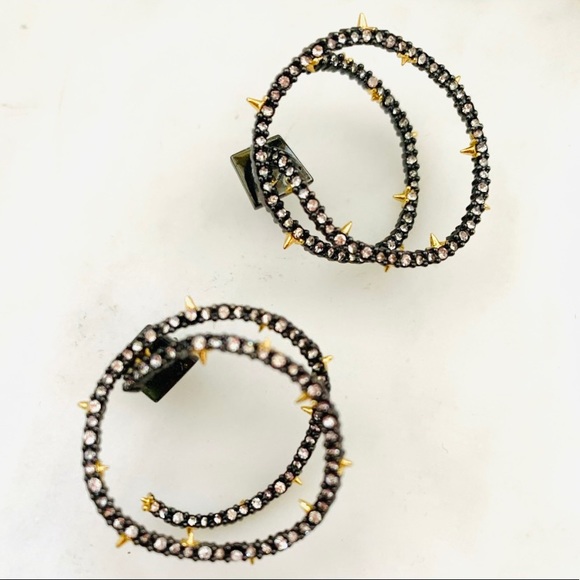 Alexis Bittar Noire Black Crystal Coiled Gold Thorn Orbiting Post Earrings - Picture 14 of 16